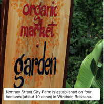 Northey Street City Farm is established on four hectares (about 10 acres) in Windsor, Brisbane