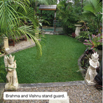 Brahma and Vishnu stand guard