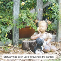 Statuary has been used throughout the garden