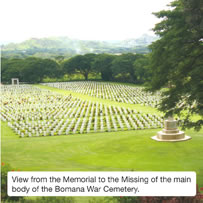 View from the Memorial to the Missing of the main body of the Bomana War Cemetery.